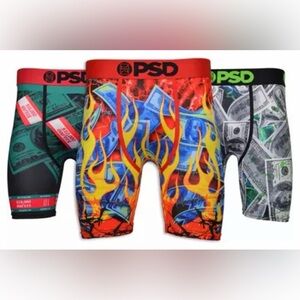 NWT PSD Men's Hotshot Money Underwear Boxer-Brief Three-Pack, 7-inch inseam